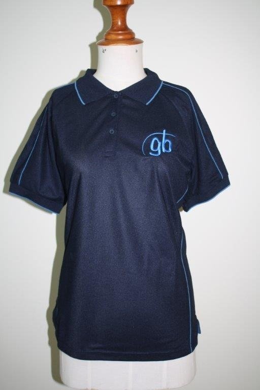 Leaders Polo Shirt Navy (logo) with mid Blue Piping
