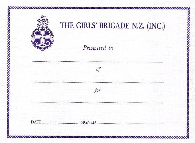 Presentation Certificates (Junior/Senior/Pioneer)