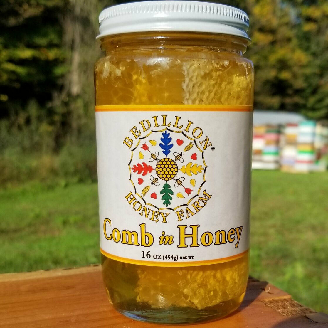 Honeycomb Chunk in Honey Jar