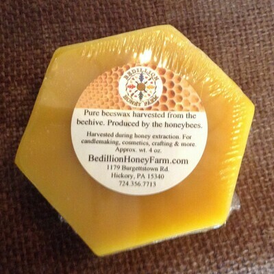Beeswax Hex, approx. wt. 4 oz (1/4 Lb)