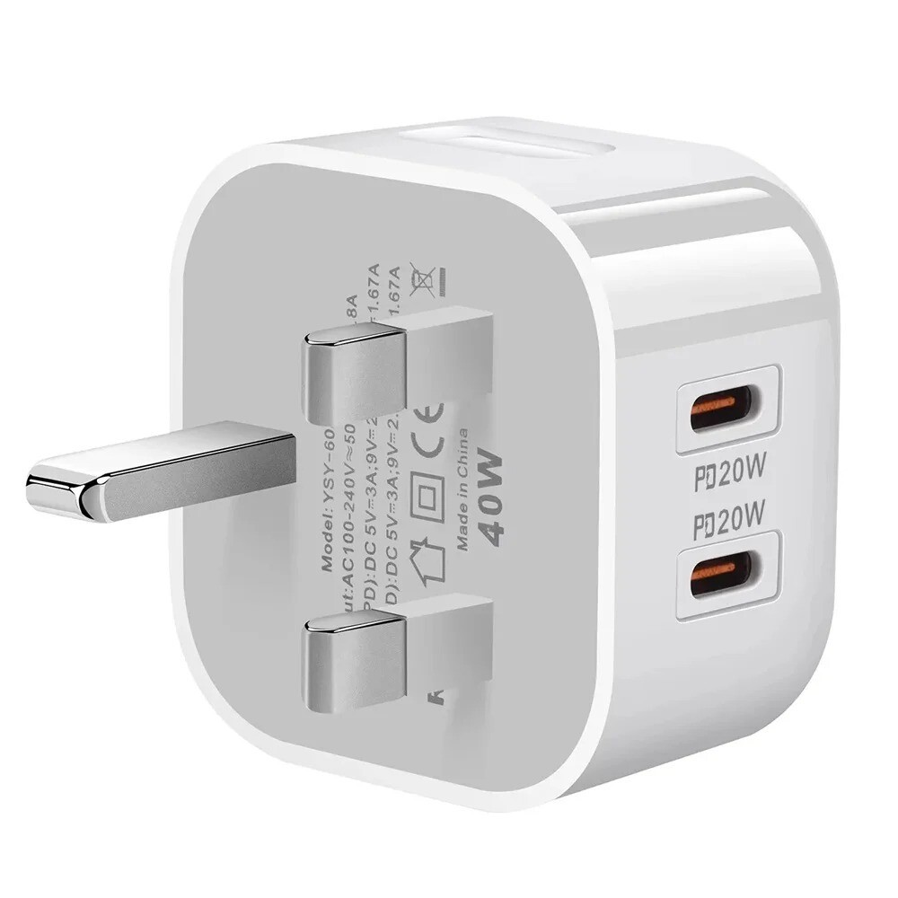 40W Dual USB C Wall Charger Fast Charging Power Adapter