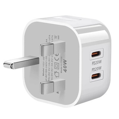 40W Dual USB C Wall Charger Fast Charging Power Adapter