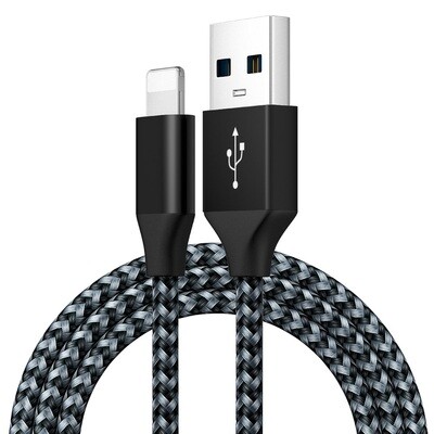 Nylon Braided 2A Lighting Fast Charging Cable For iPhone and iPad