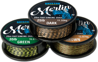 Kryston MERLIN Green fast sinking braid fonott előke 15lb - 20m Kryston MERLIN Green fast sinking braid fonott előke 15lb - 20m