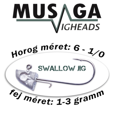Musaga Swallow Jig horog fejjel - 2 - 4db/csomag