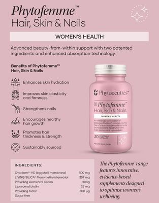 Phytoceutics Phytofemme Hair, Skin &amp; Nails 30c
