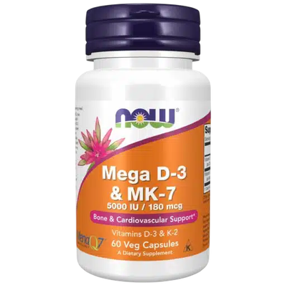 NOW Foods Mega D-3 &amp; MK-7 (60 Caps)