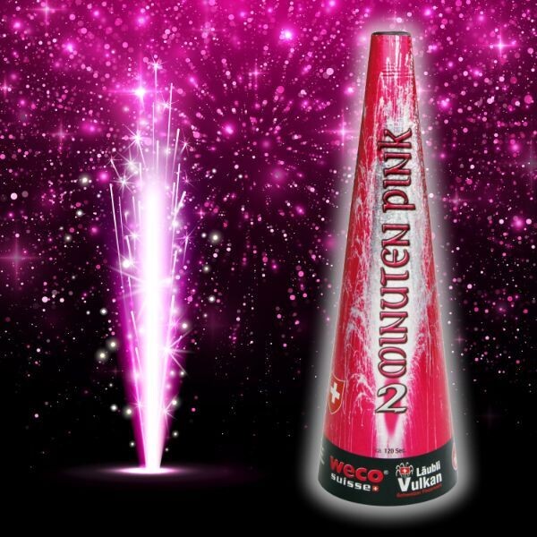 2-Minuten Vulkan Bengalflamme Pink mit Silber
