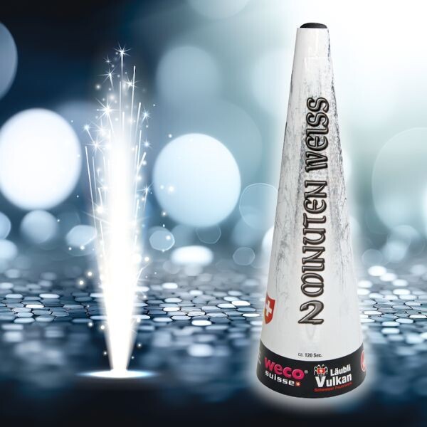2-Minuten Vulkan Bengalflamme Weiss mit Silber