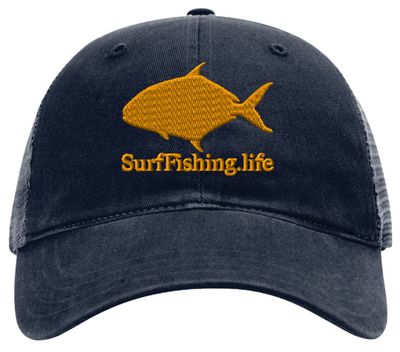 Pompano Embroidered Garment-Washed Navy Surf Cap Pompano Embroidered Garment-Washed Navy Surf Cap