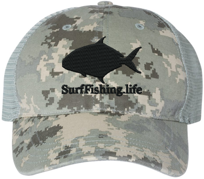 Pompano Embroidered Military Camo Soft Washed Cap Pompano Embroidered Military Camo Soft Washed Cap