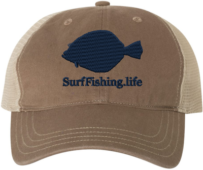 Pompano Embroidered Garment-Washed Khaki Surf Fishing Cap Pompano Embroidered Garment-Washed Khaki Surf Fishing Cap