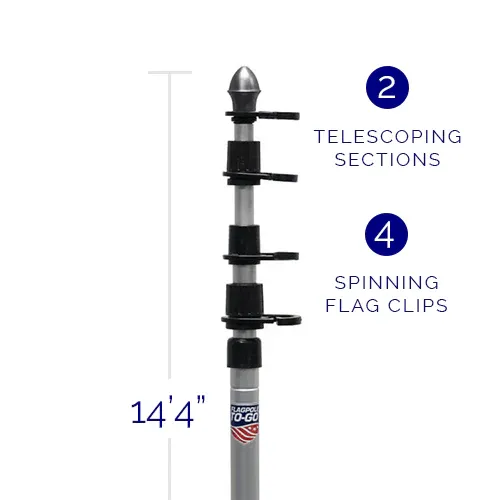 14' 4" DOUBLE FLAG TELESCOPIC FLAGPOLES