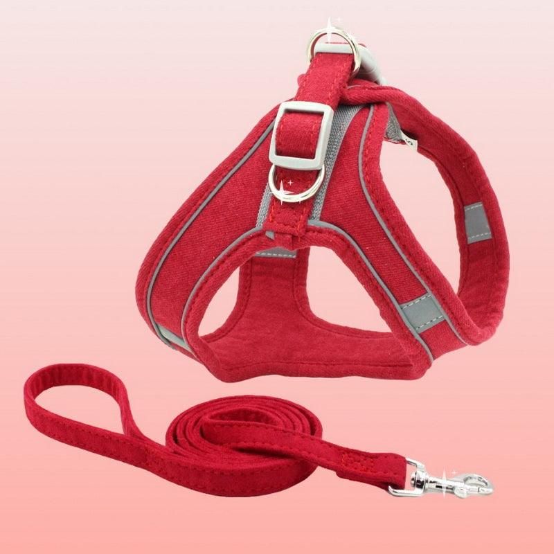 Stylish Velvet Cat Leash Vest Chest Harness