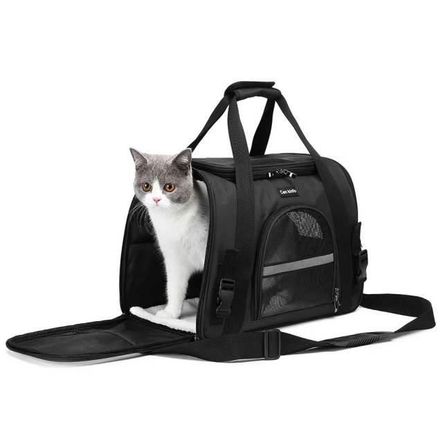 Foldable Portable Pet Carrier Bag - Comfortable Travel Solution For Cats And Dogs