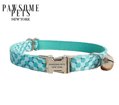 SMALL SIZE DOG &amp; CAT COLLAR - PEACOCK BLUE STRIPE