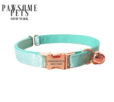 SMALL SIZE DOG &amp; CAT COLLAR - SILVER MINT GREEN