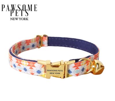 SMALL SIZE DOG &amp; CAT COLLAR - GAMBOGE WITH BLUE