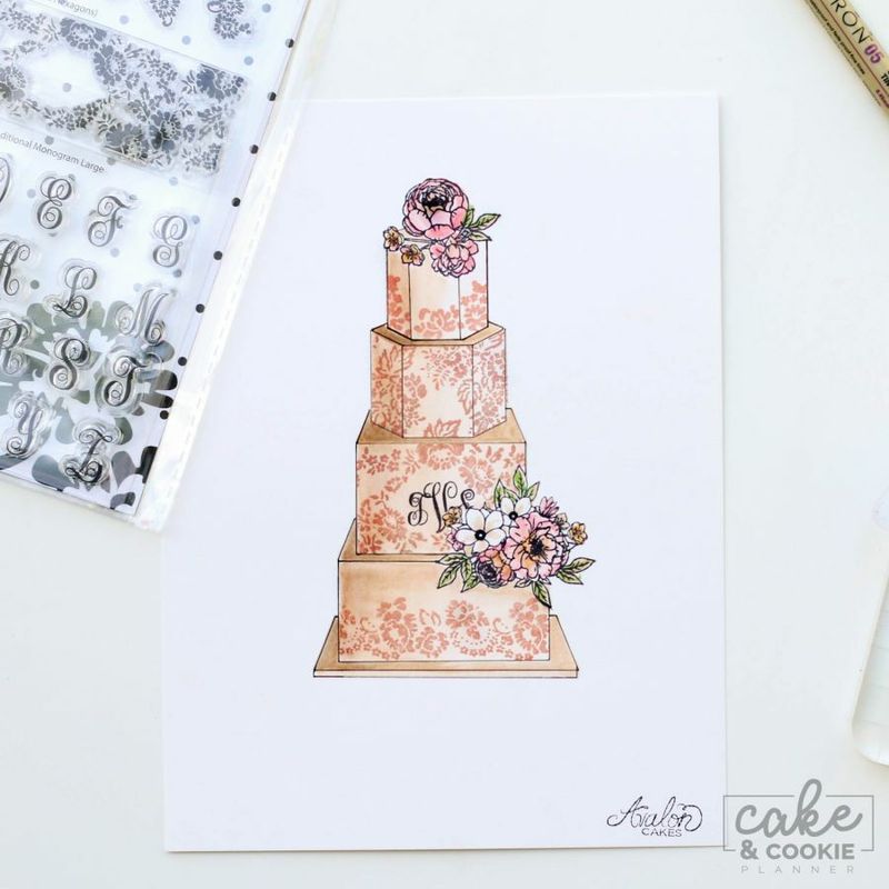 Lace &amp; Monogram Cake Stamp