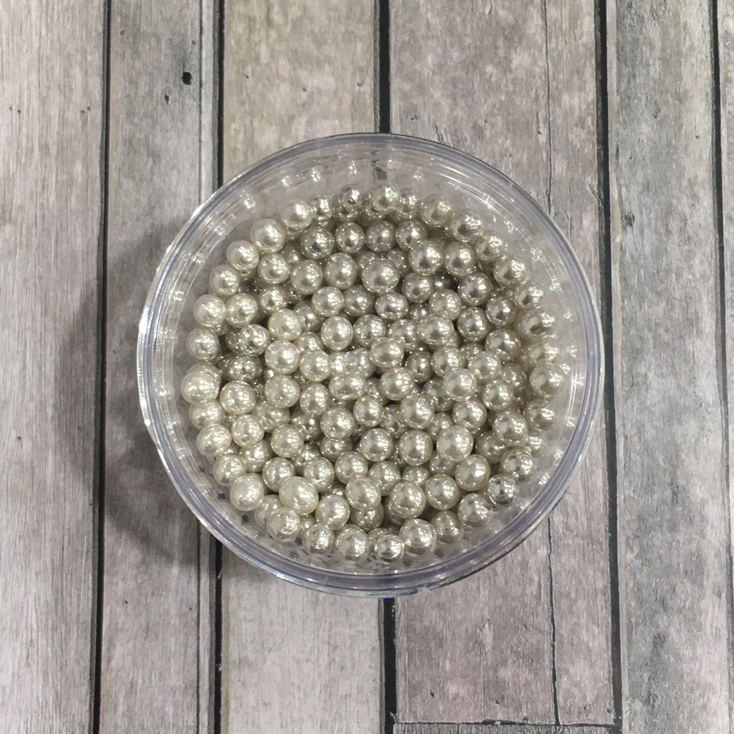 4mm Metallic Silver Dragees 1oz