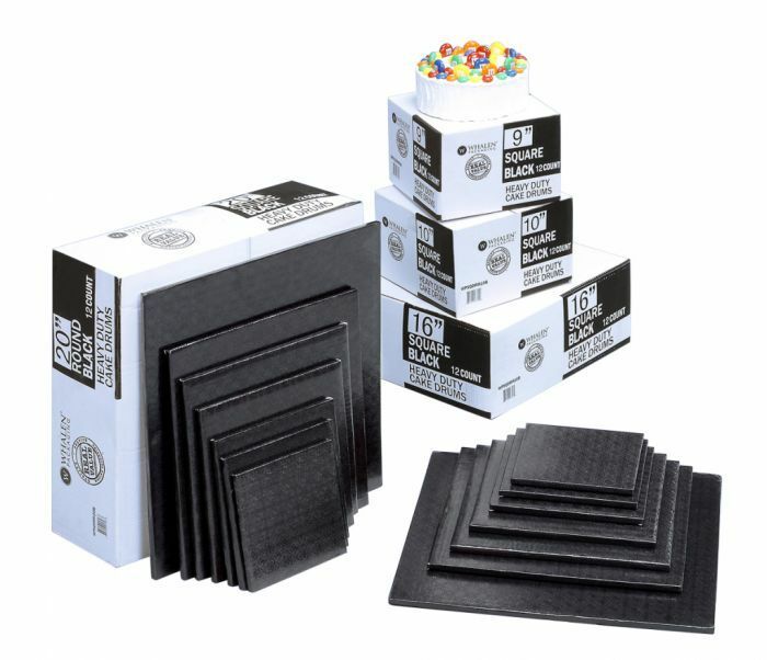 Square Black Cake Drum Sizes 12&quot; - 18&quot;