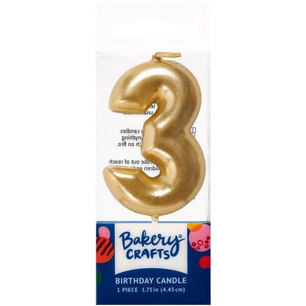 Gold Number Candle #3
