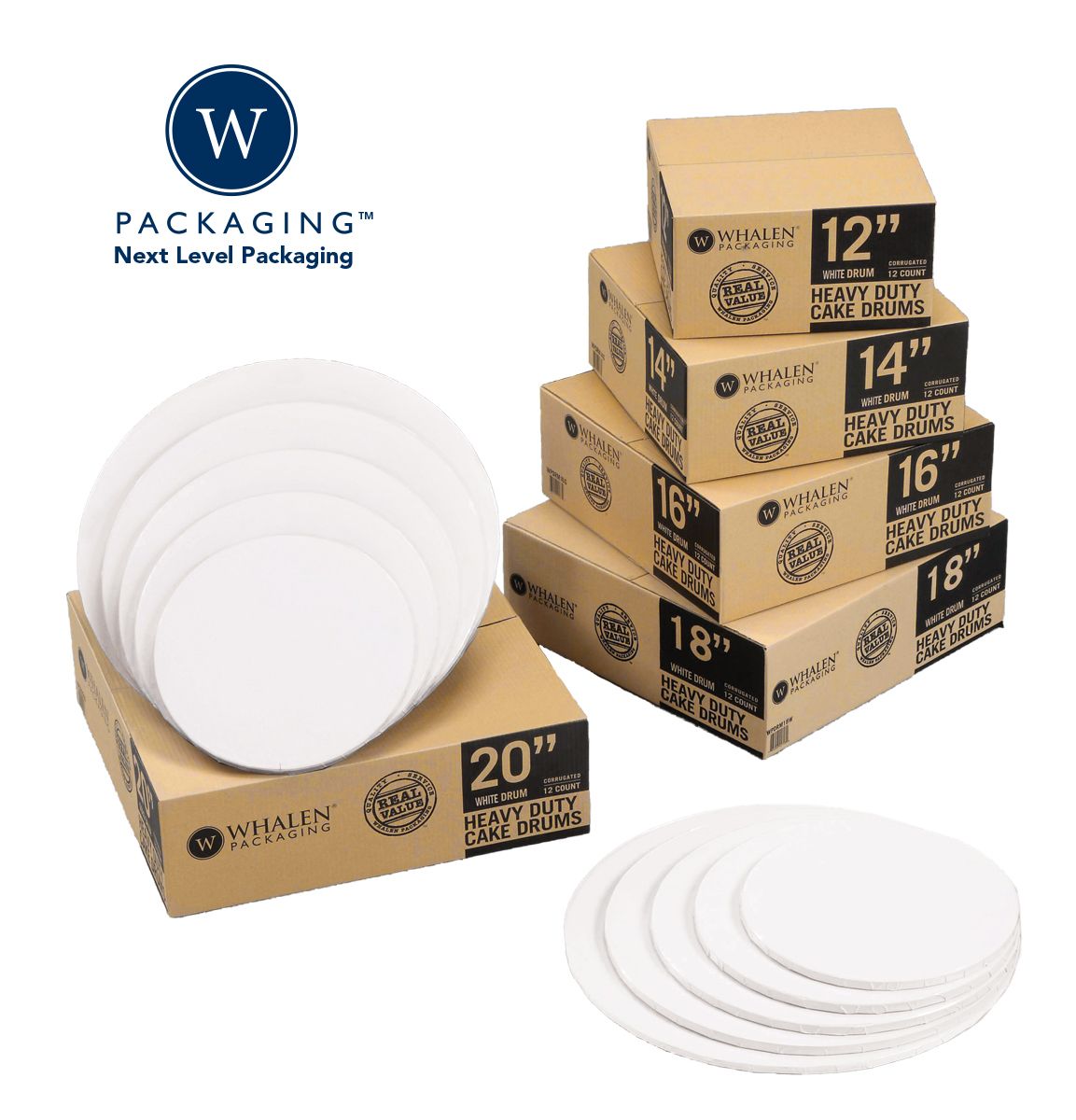 Round White Cake Drum Sizes 6&quot; - 20&quot;