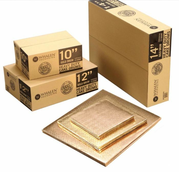 Square Gold Cake Drum Sizes 8&quot; - 14&quot;