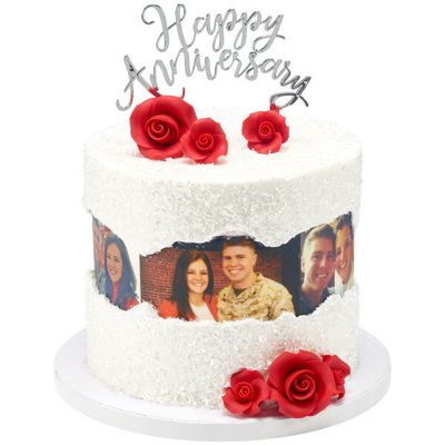 Happy Anniversary Topper Gold