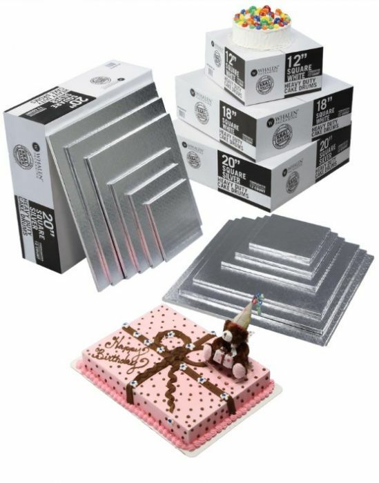 Square Silver Cake Drum Sizes 12&quot; - 18&quot;