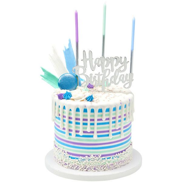 Happy Birthday Topper Silver