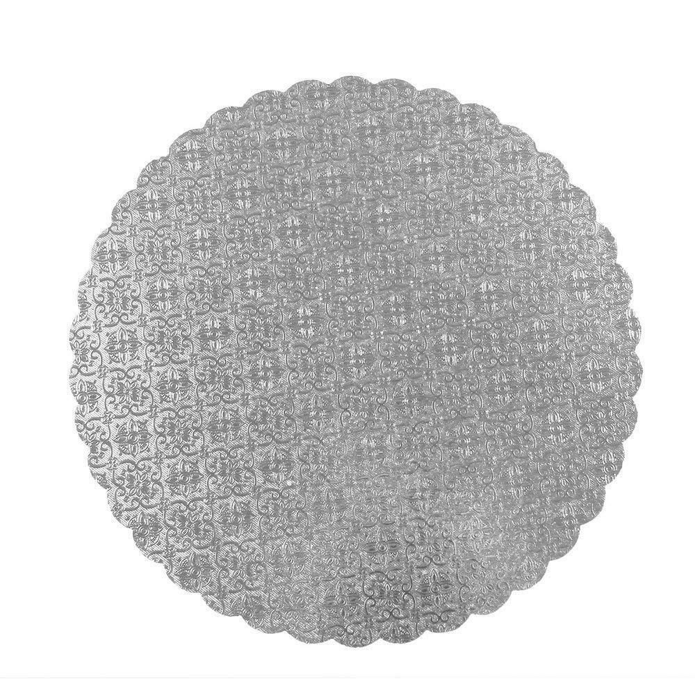 Scalloped Metallic Foil Cake Boards (Select Your Color and Size), Select Size &amp; Color: Silver 8&quot;