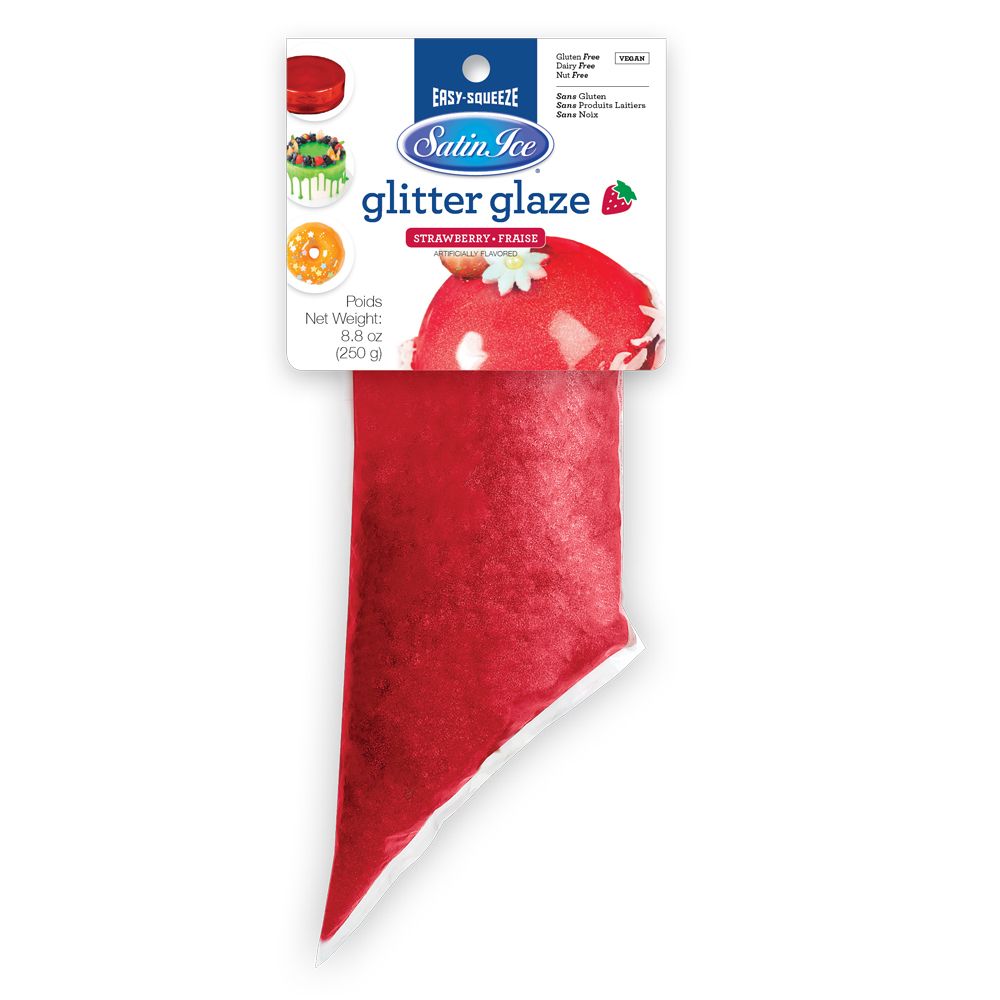 Easy Squeeze Glitter Glaze 8.8 oz by Satin Ice, Select Color: Red Strawberry