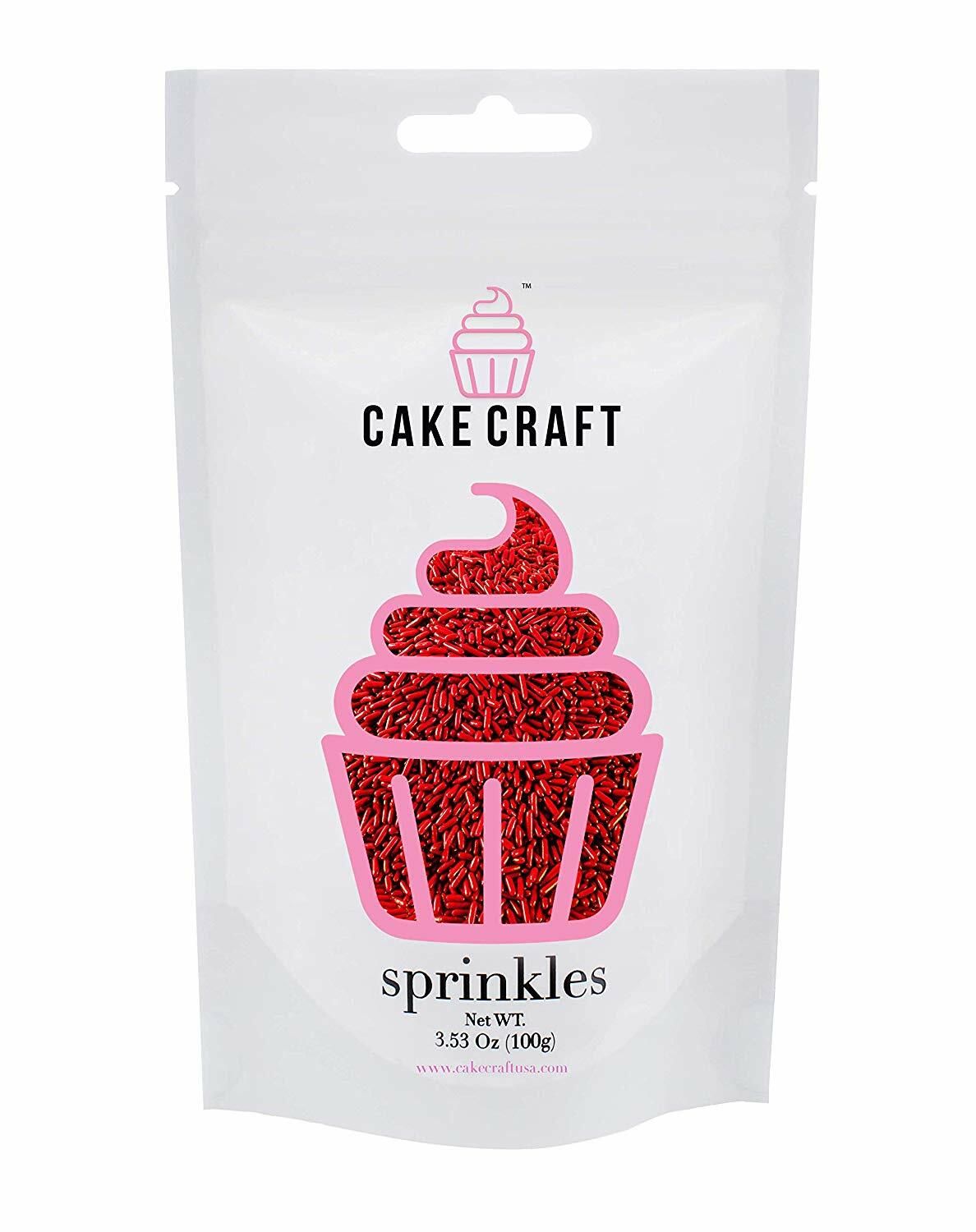 Cake Craft Jimmies, Choose Color: Red Jimmies