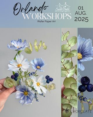 Day #1 Wafer Paper Master Class - Cosmos, Eucalyptus &amp; Blueberries on August 2025 NEW DATE TBA