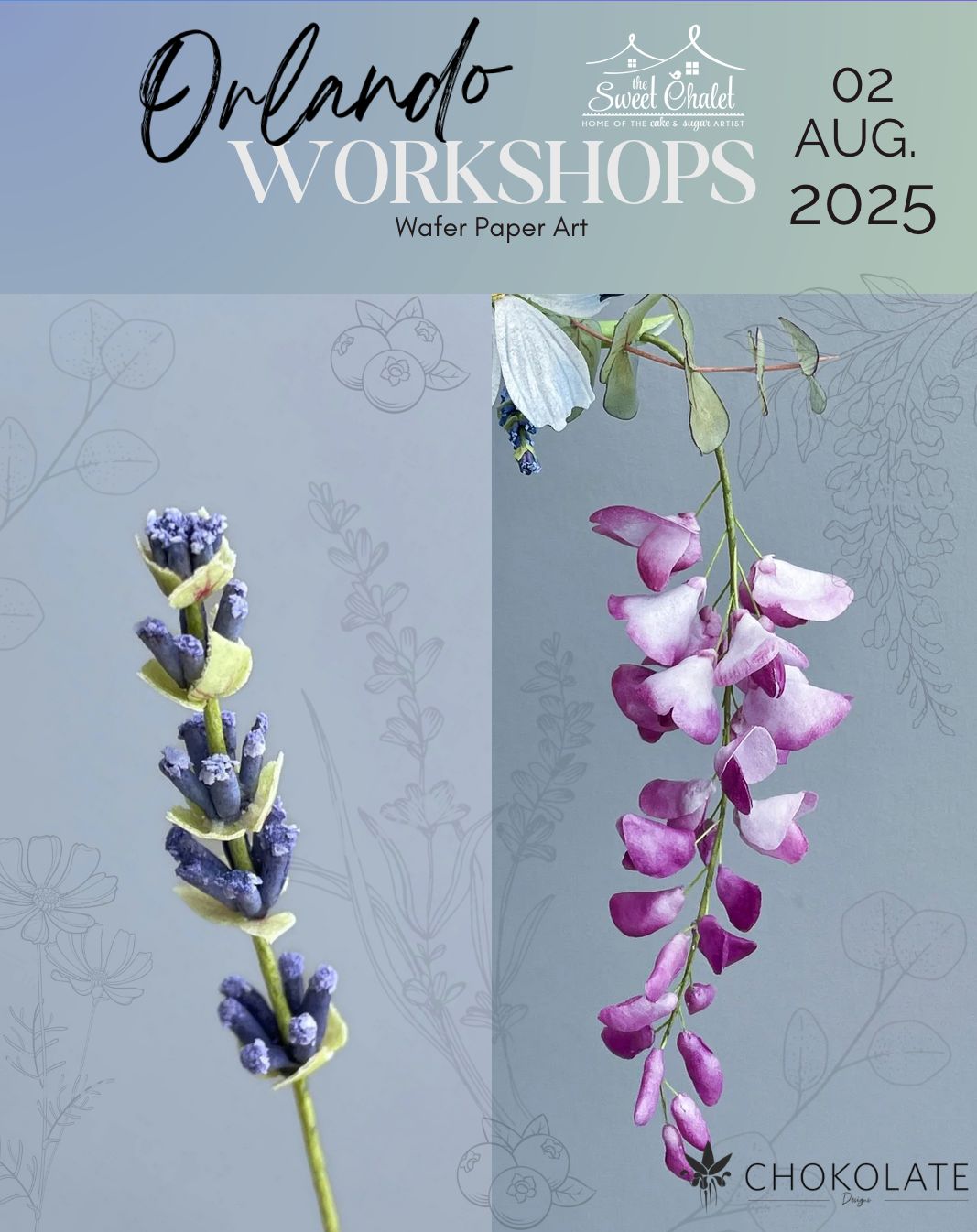 Day #2 Wafer Paper Master Class- Wisteria &amp; Lavender on Saturday August 02, 2025