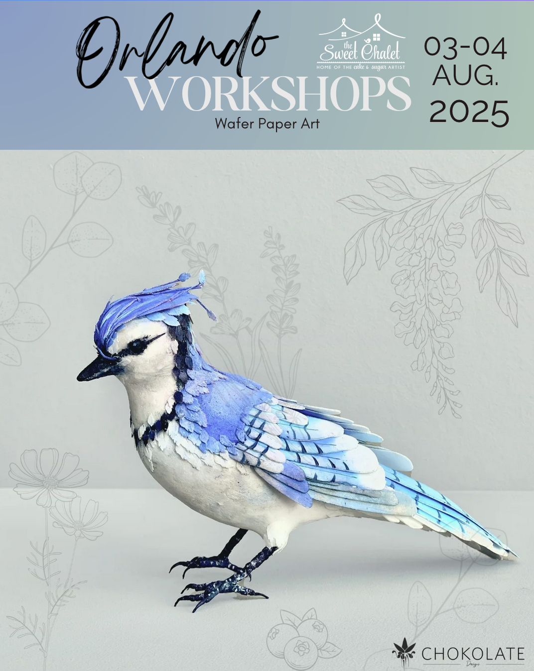 DAY# 3-4 Wafer Paper Master Class, The Blue Jay Sculpted Class ~2 days class on August 3-4, 2025