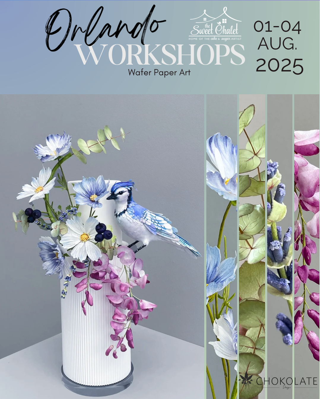 WAFER PAPER ART ~MASTER CLASS~ 4 DAYS FULL WEEKEND By Nadia Flecha Guazo from CHOKOLATE DESIGNS at TSCS this SUMMER 2025 August 1-2-3-4, 2025