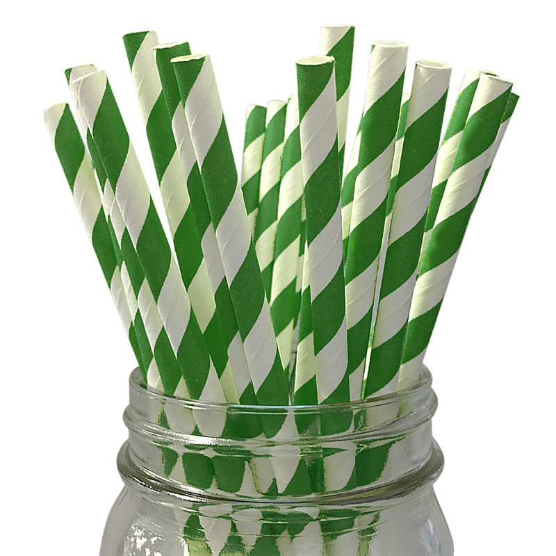 Green Paper Straws 25ct