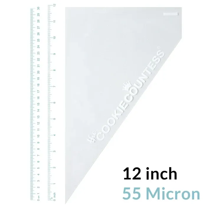 12" Tipless Heavy Piping Bags Pack Of 100 - 55 Microns