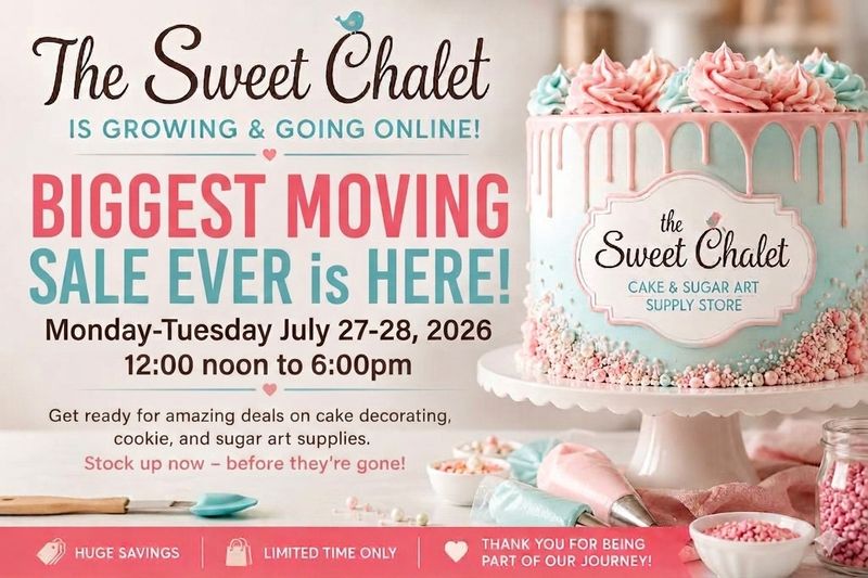 BIGGEST MOVING SALE AT TSCS. Monday-Tuesday July 27-28 from 12:00 noon to 6:00 PM Only $5.00 entrance to reserve! You get $5 discound in addition to any other sale!! BIGGEST MOVING SALE AT TSCS. Monday-Tuesday July 27-28 from 12:00 noon to 6:00 PM Only $5.00 entrance to reserve! You get $5 discound in addition to any other sale!!