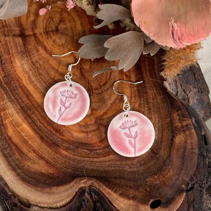 Sage - Porcelain Earrings: Pink