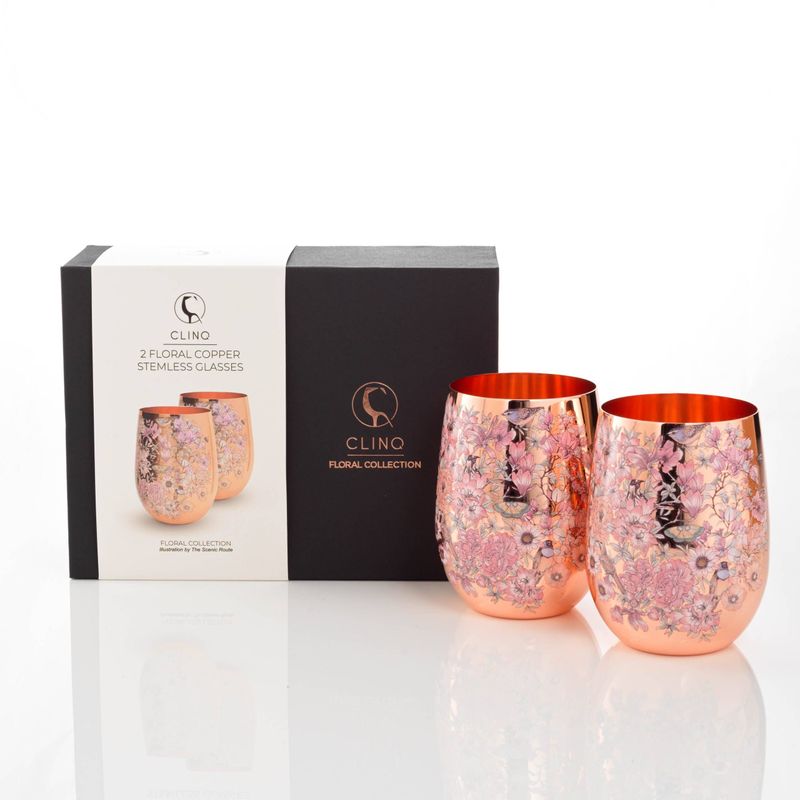 Clinq Floral Print Copper Glasses