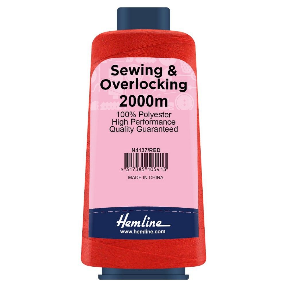 Overlocking Thread Hemline 100% Polyester, name: Red 2000m