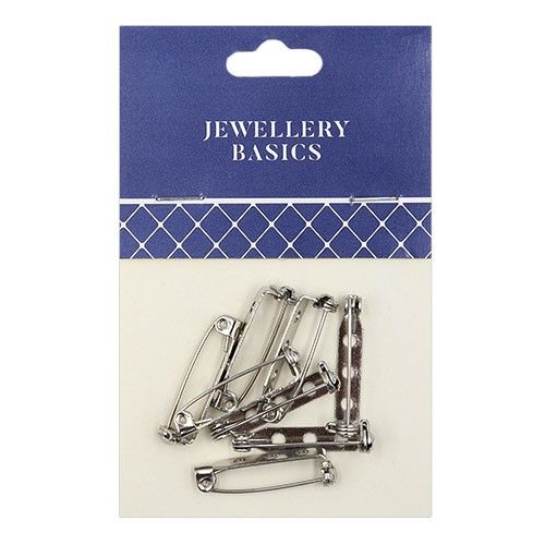 Brooch Backs 25mmx5mm Silver 8pcs