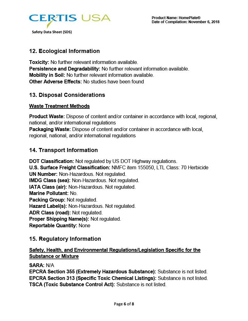 Homeplate OMRI Herbicide