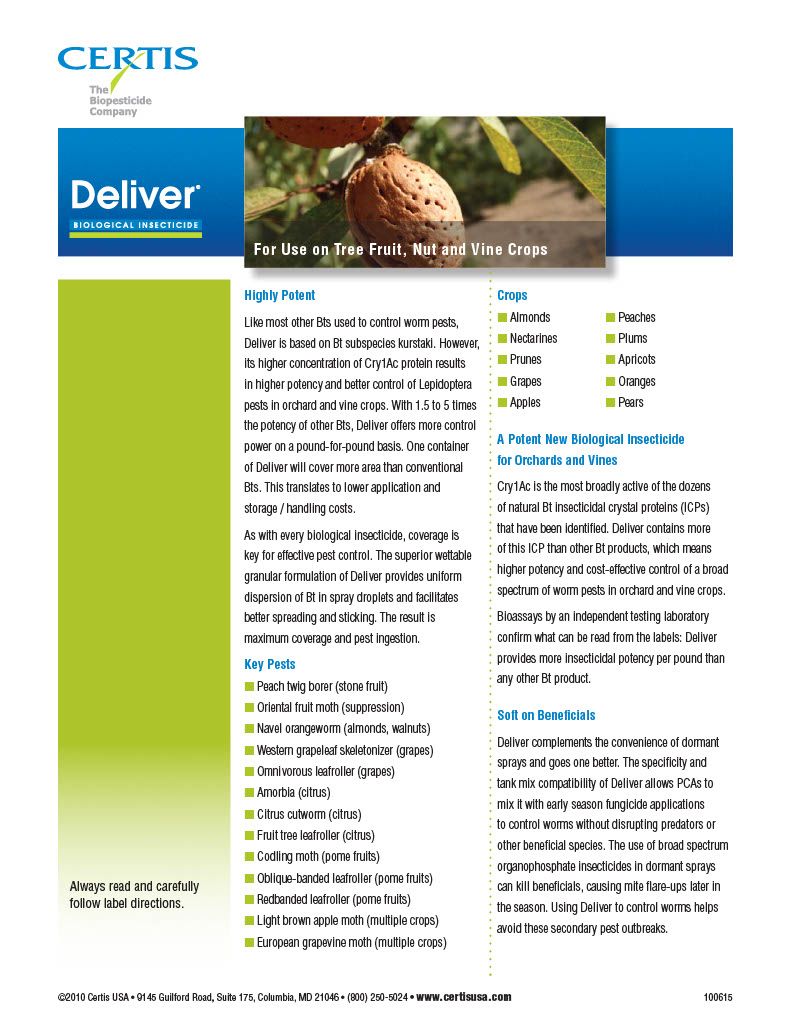 Deliver Biological Insecticide