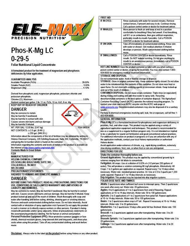 Ele-Max Phos-K-Mag (Helena Ag)