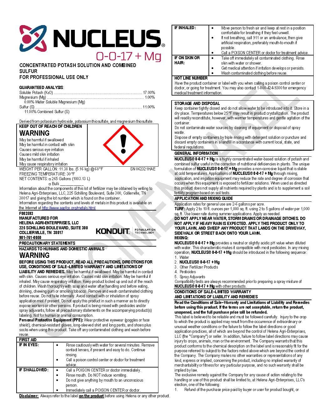 Nucleus 0-0-17 + Mg (Helena Ag)