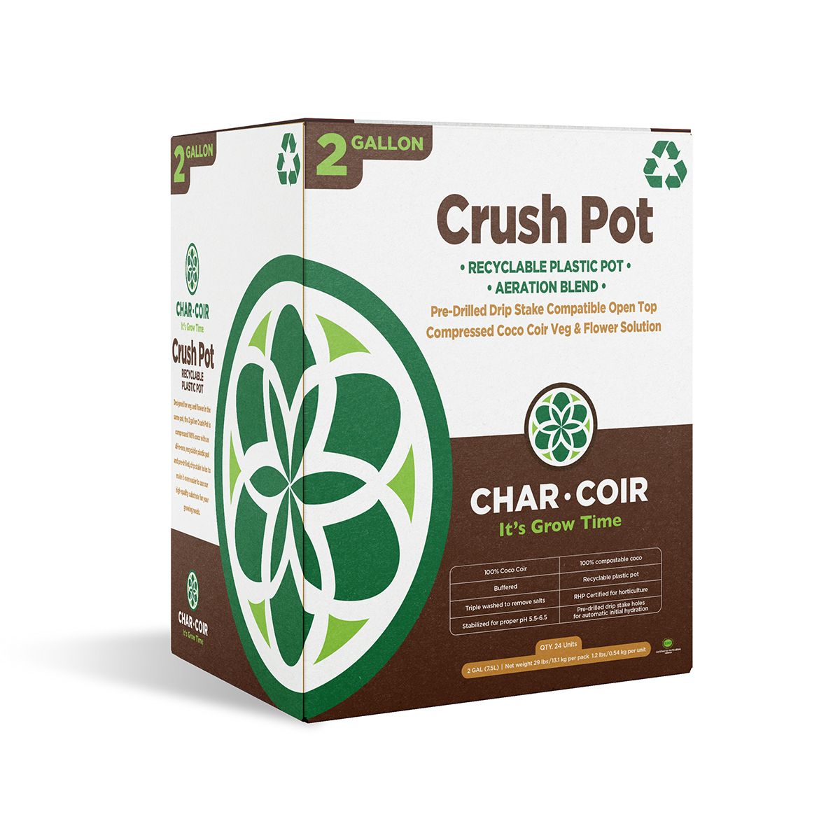 Char Coir Crush Pot 1 Gallon - Case of 24